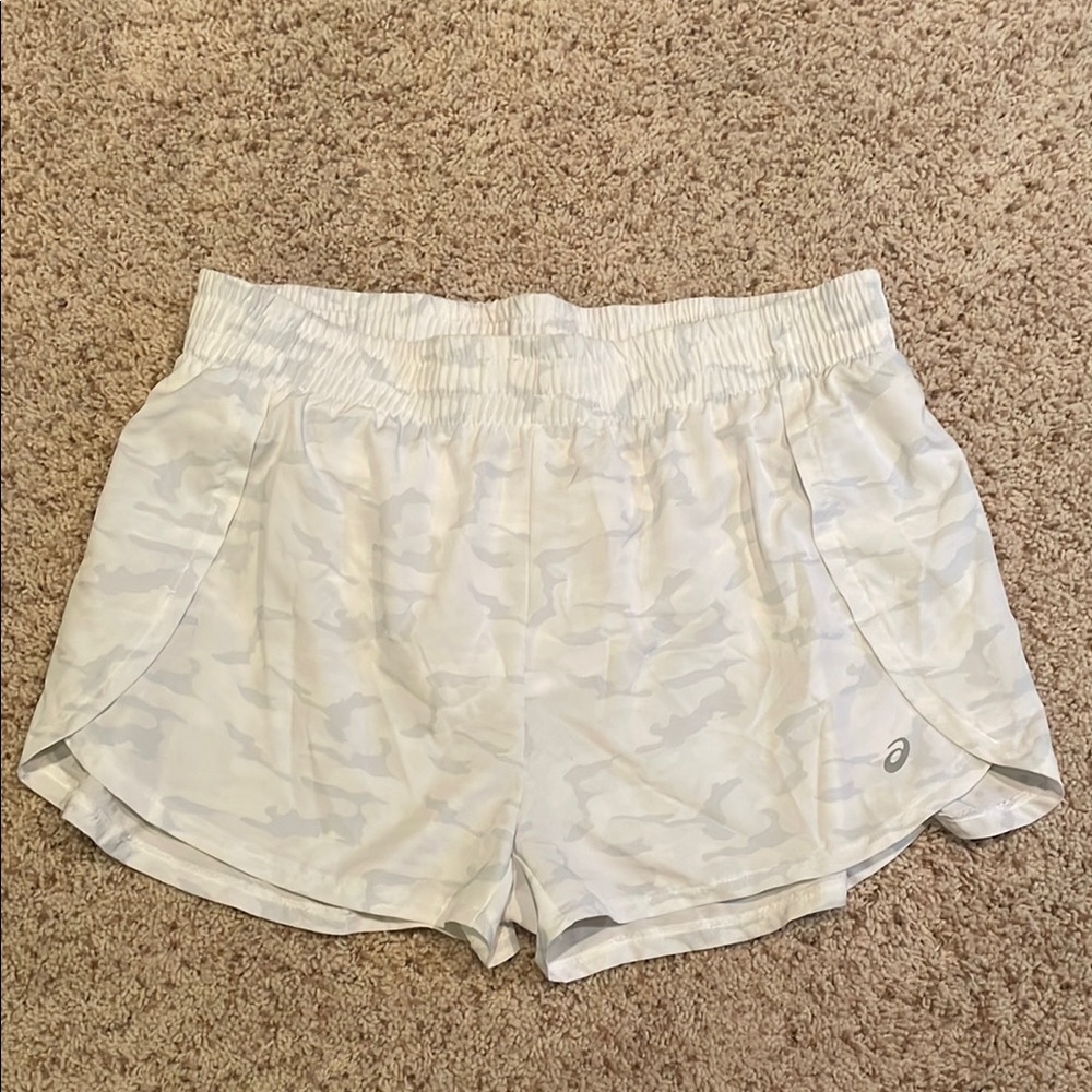 Asics White Athletic Shorts Lightweight Elastic Waist